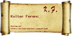 Kolter Ferenc névjegykártya